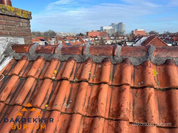Pannendak met nokvorst en schoorsteen, dakrenovatie in Burgum Pannendak met nokvorst en schoorsteen, dakrenovatie in Burgum